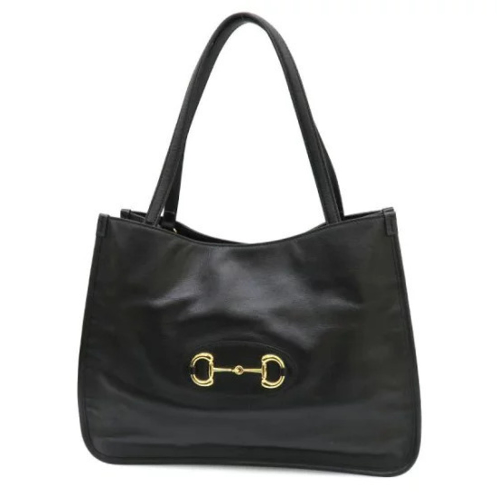 Gucci Horsebit tote bag black leather goldtone horsebit